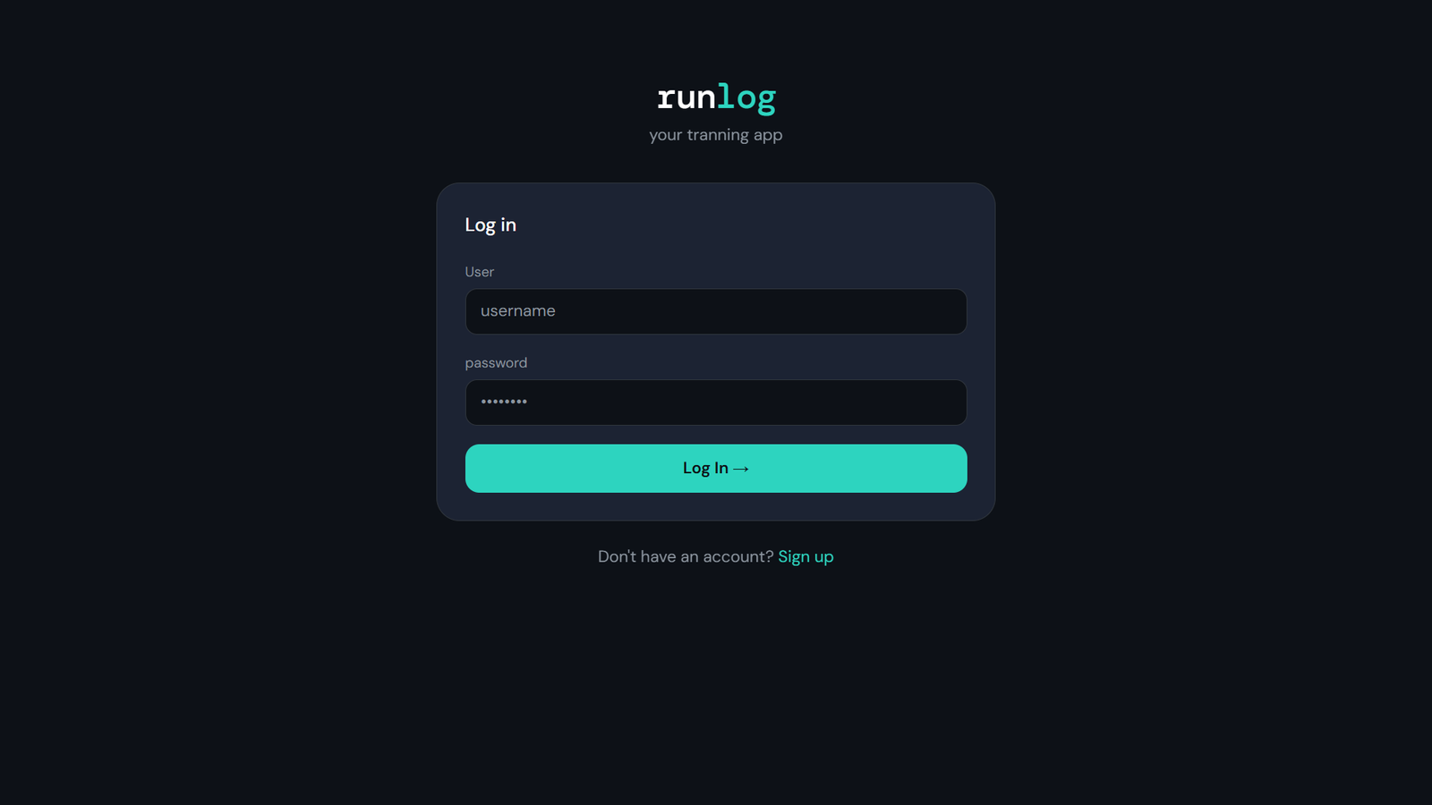 RunLog — Login