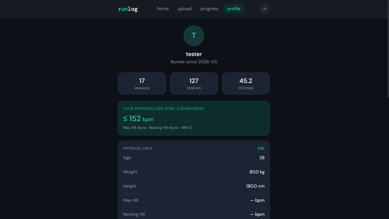 RunLog — Profile
