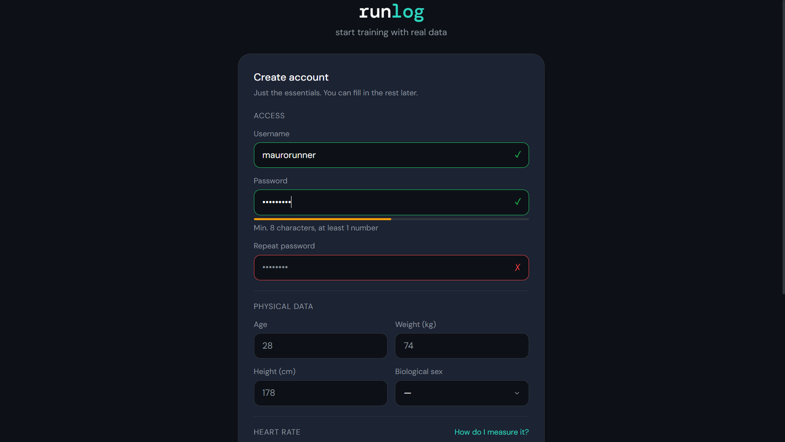 RunLog — Register